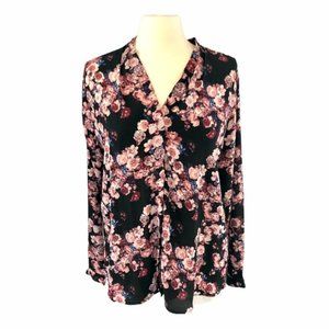 Haggar Pink Floral Long Sleeve Blouse